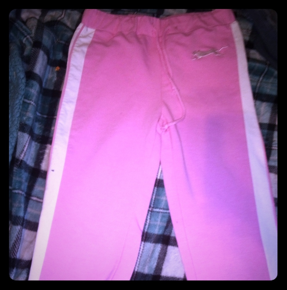 Puma sweatpants (pink with white stripes)